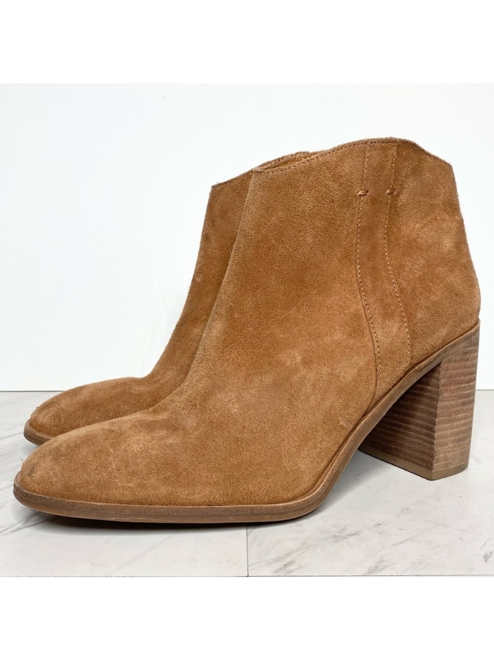 New! Lucky Brand Pinkton Brown Suede Block Heel Bootie 11M